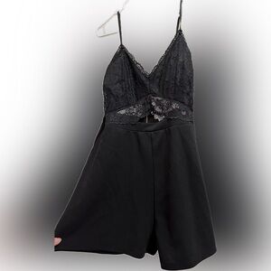 Black Lace Romper Spaghetti Strap